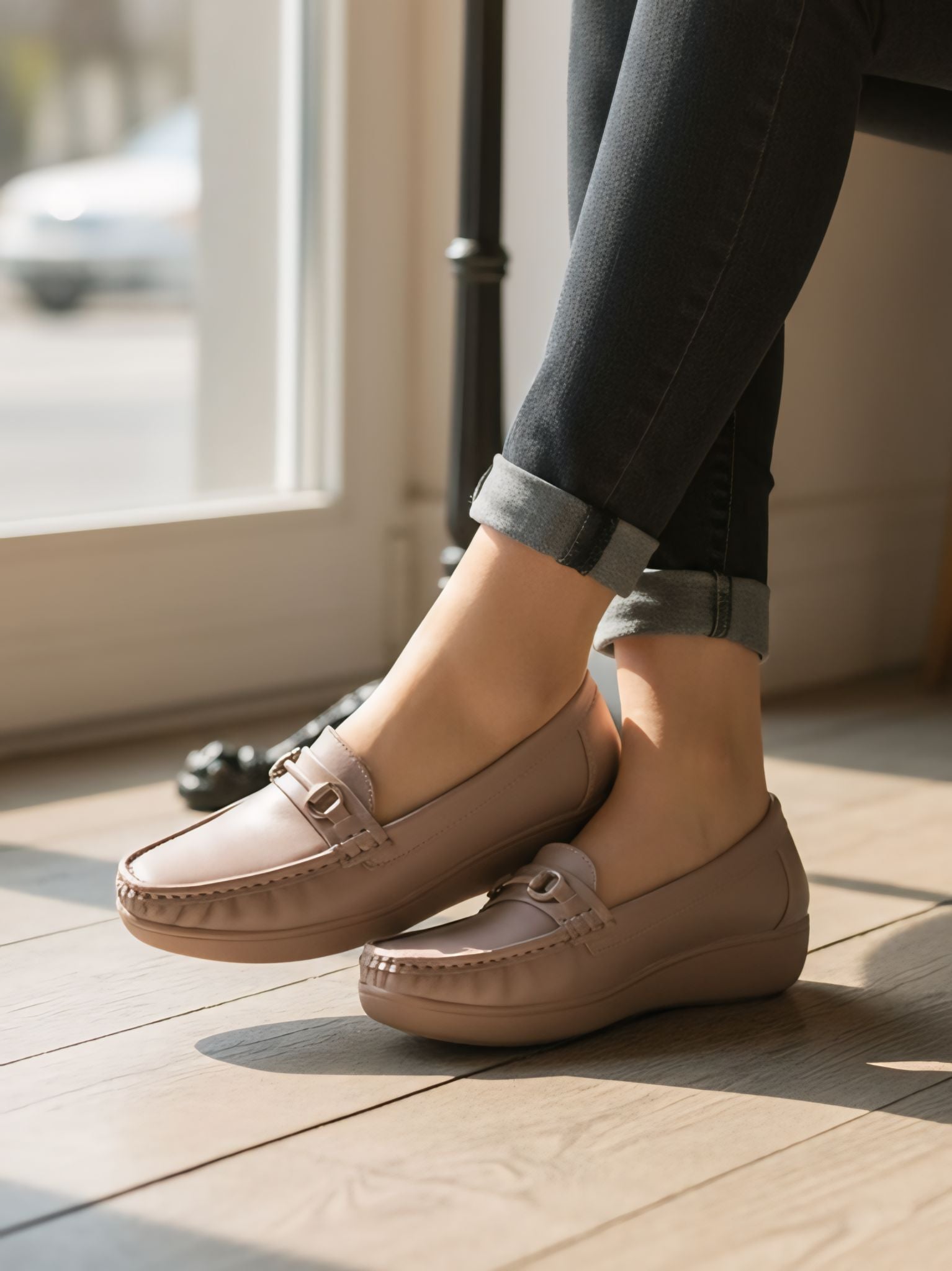 Nude blush women loafers comfortable casual shoes India