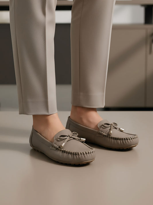 Taupe Women’s Comfort Loafers | Soft Slip-On Casual Shoes