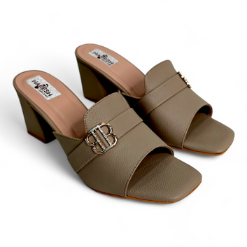 Stylish Brown Block Heel Open Toe Footwear with Top Buckle | Comfortable & Chic