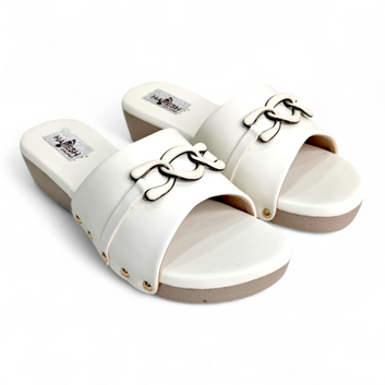 White Wedge Heel with Buckles | Classy Open Toe & Comfortable Footwear