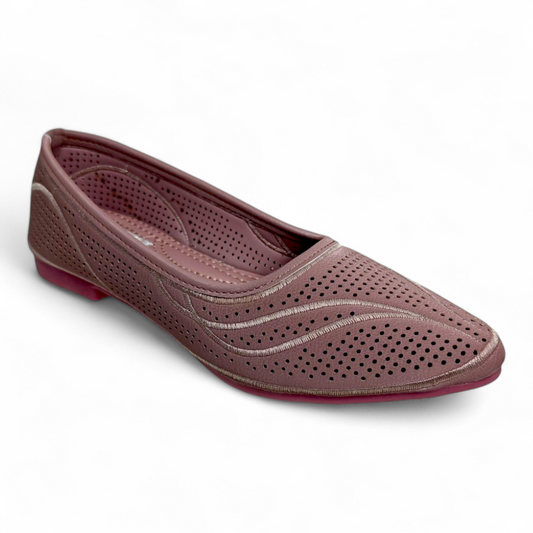 Lilac Flat Bellies with Dot Cutting Pattern | Stylish and Comfortable Footwear