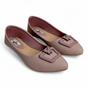 Peach Flat Bellies with Square Buckle | Comfortable Soft Material Footwear