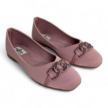 Peach Belly Flat Shoes with Embellished 3 Circle Design | Durable & Cushioned Comfort