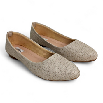 Beige Flat Bellies with Soft Cushion & Self Lining | Comfortable Women's Footwear