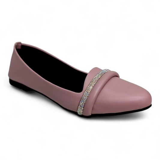 Comfortable Purplish Flat Bellies with Embellished Bowtie | Soft Cotton Footwear