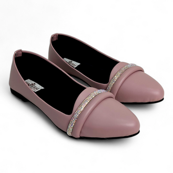 Comfortable Purplish Flat Bellies with Embellished Bowtie | Soft Cotton Footwear