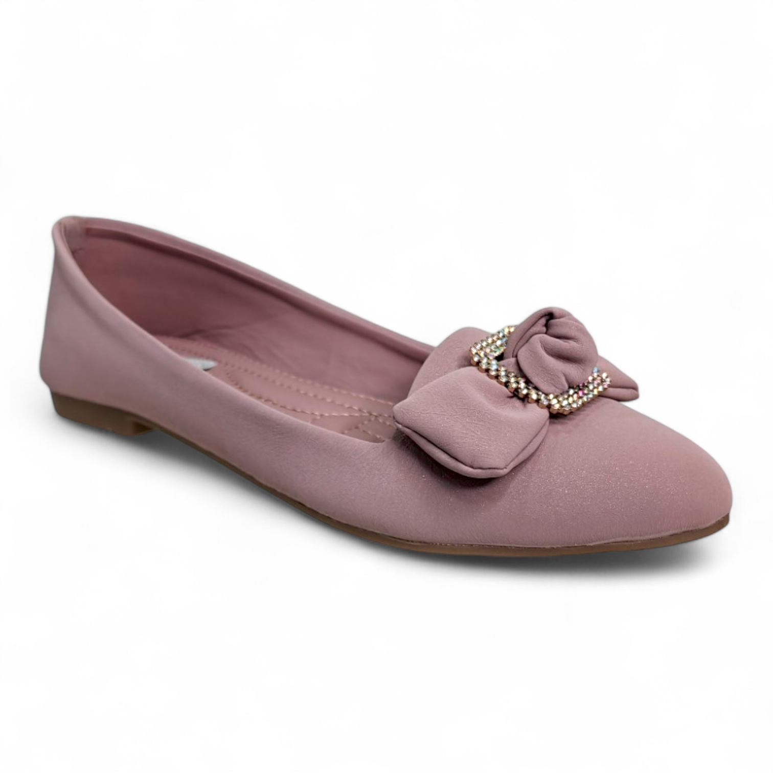 Lilac Flat Bellies with embellished square buckle bow on top made from soft material