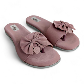 Lilac Flats Sliders with Bow and Toe Strap | Stylish Women's Footwear