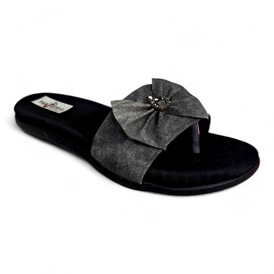 Flats Sliders with Bow on Top | Open Toe Tie-Dye Colour Footwear