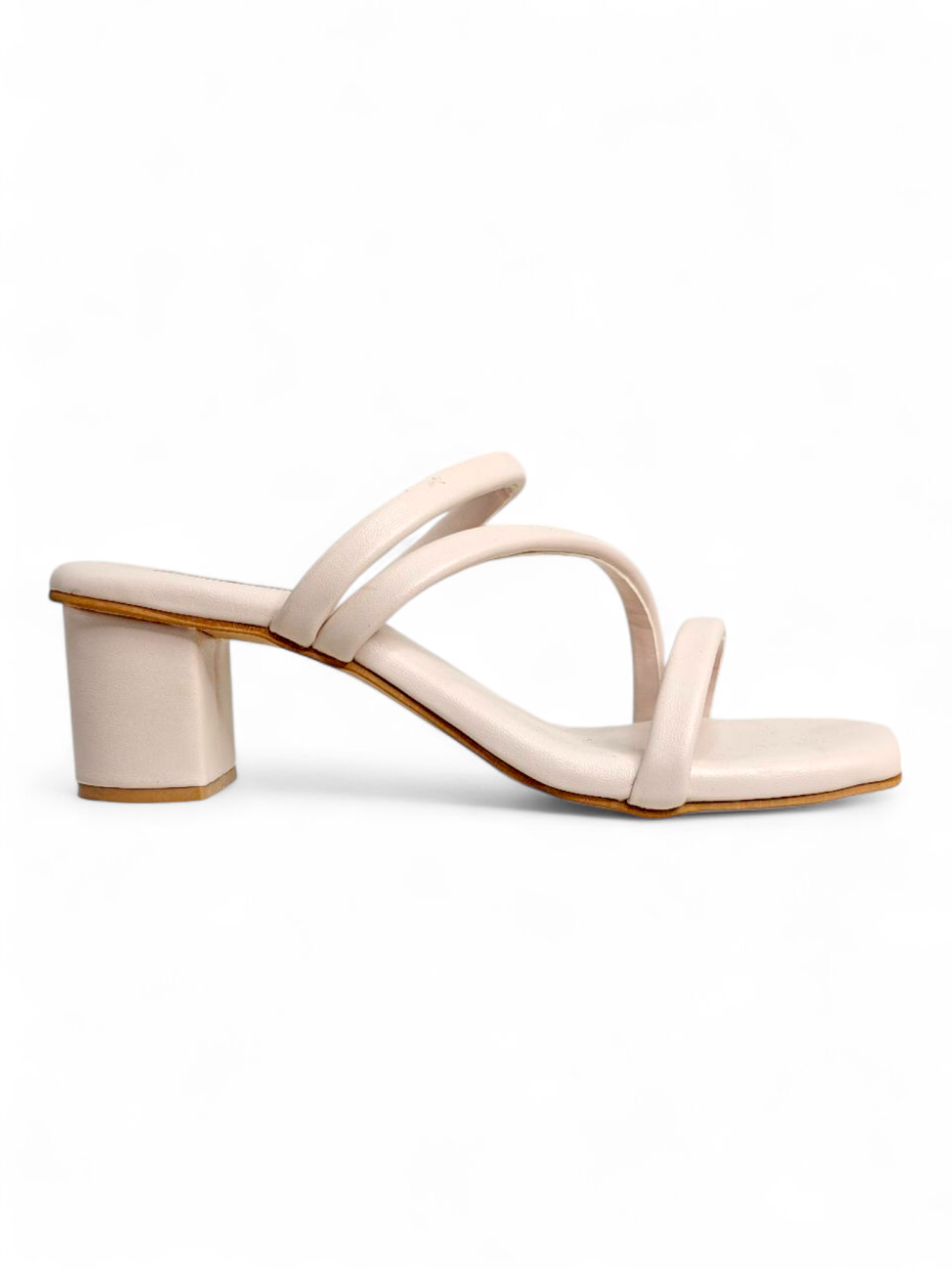 Women’s beige block heels with sleek design