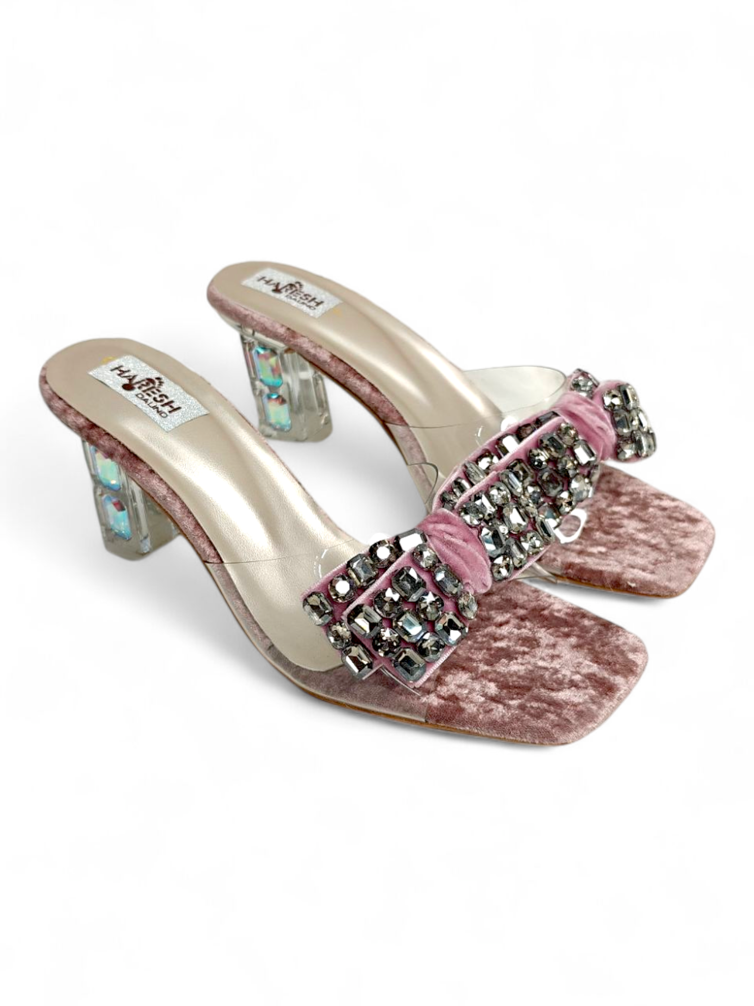 Partywear velvet heels for women saree lehenga pair