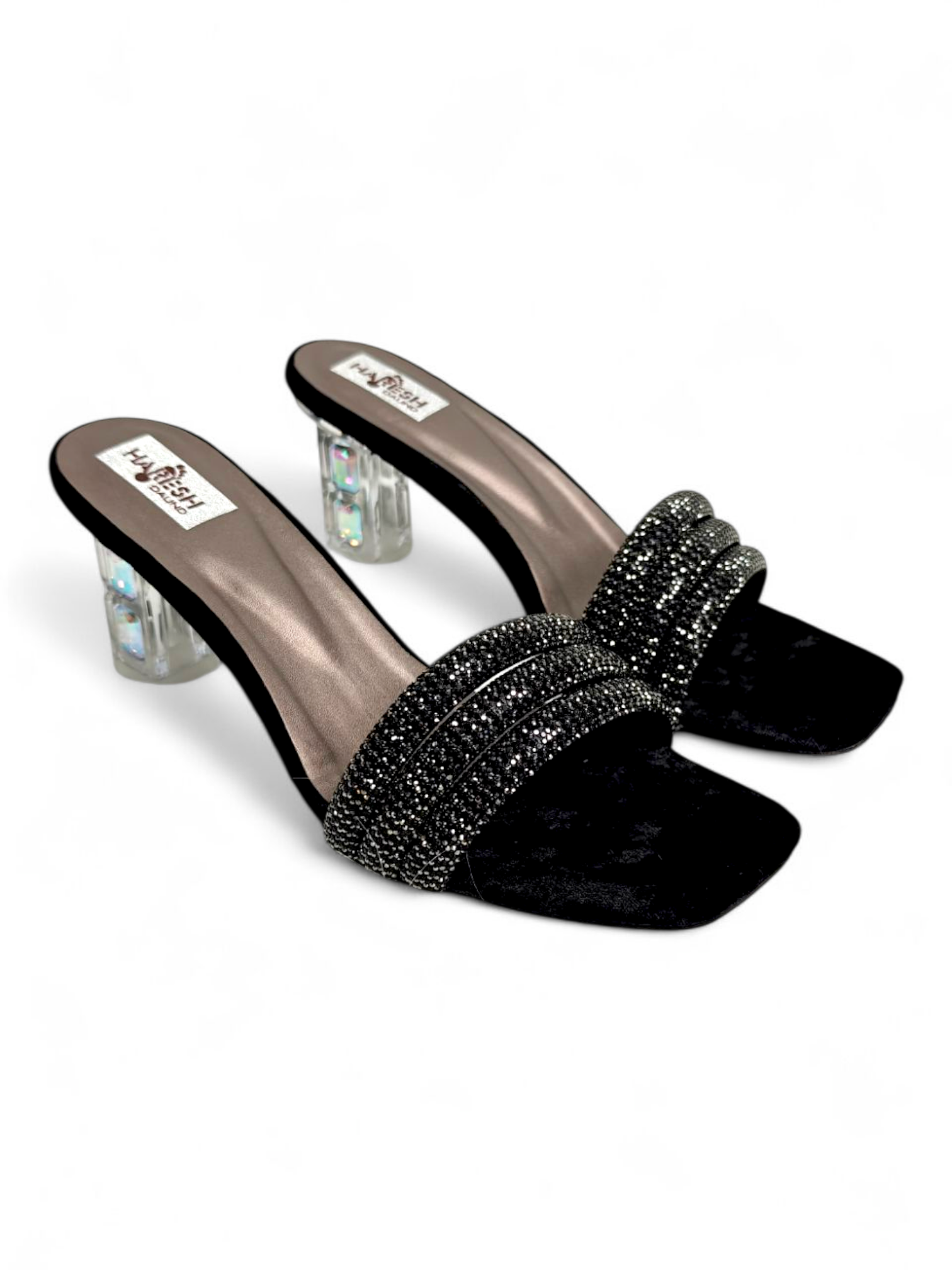 Festive black heels for saree and western dresses