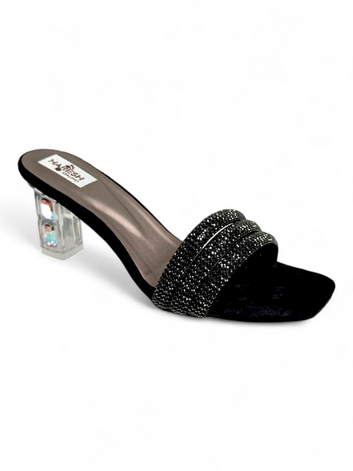 Black Embellished Block Heels for Women | Party & Festive Wear