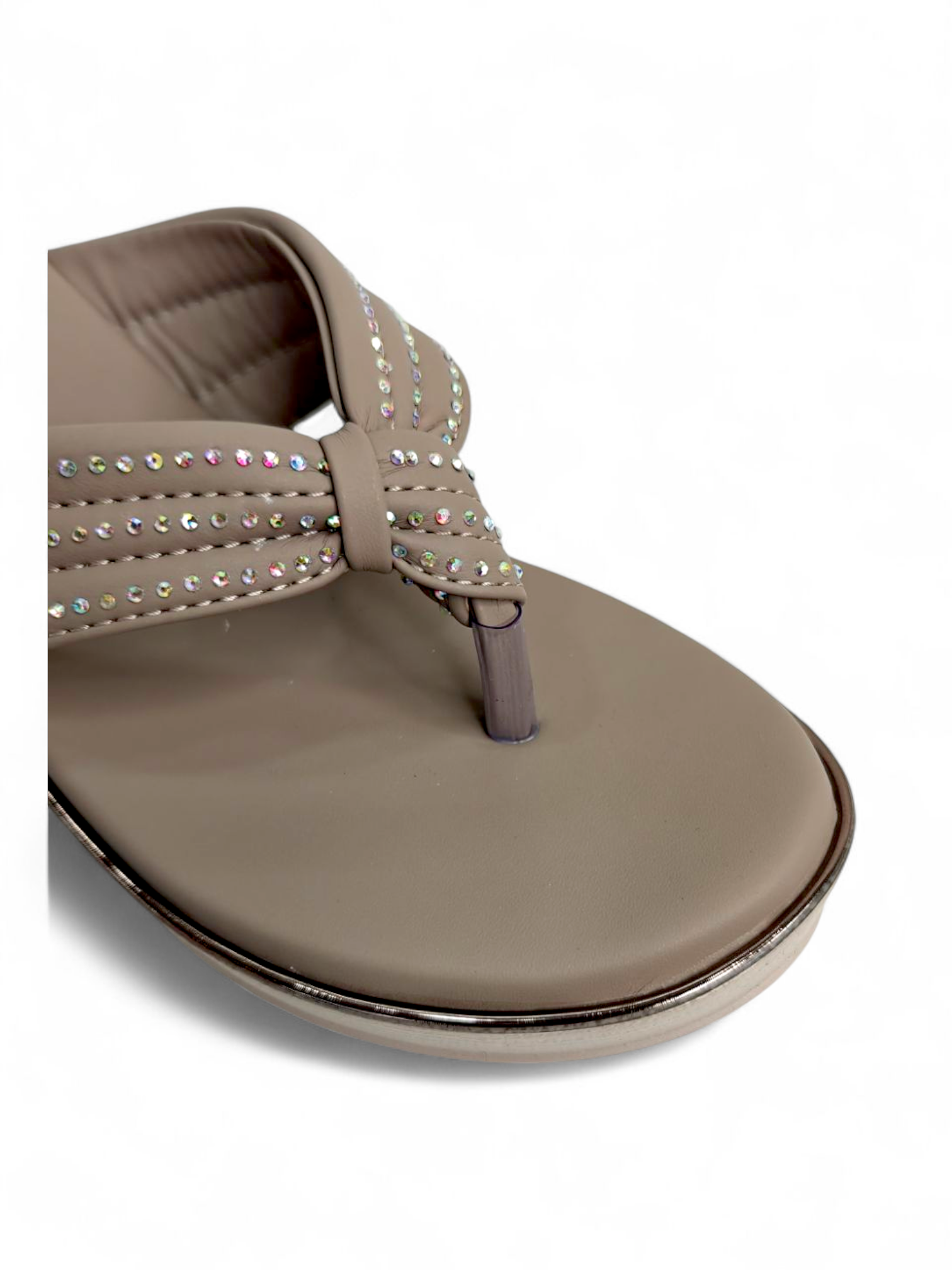 Fashionable women’s wedge thong sandals in beige