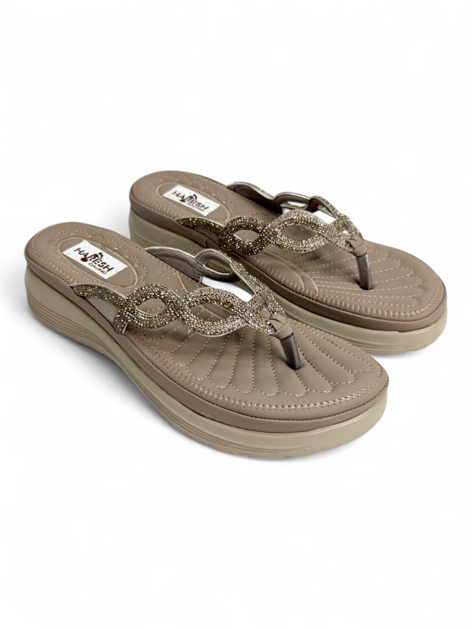 Stylish wedge slippers with embellishment design