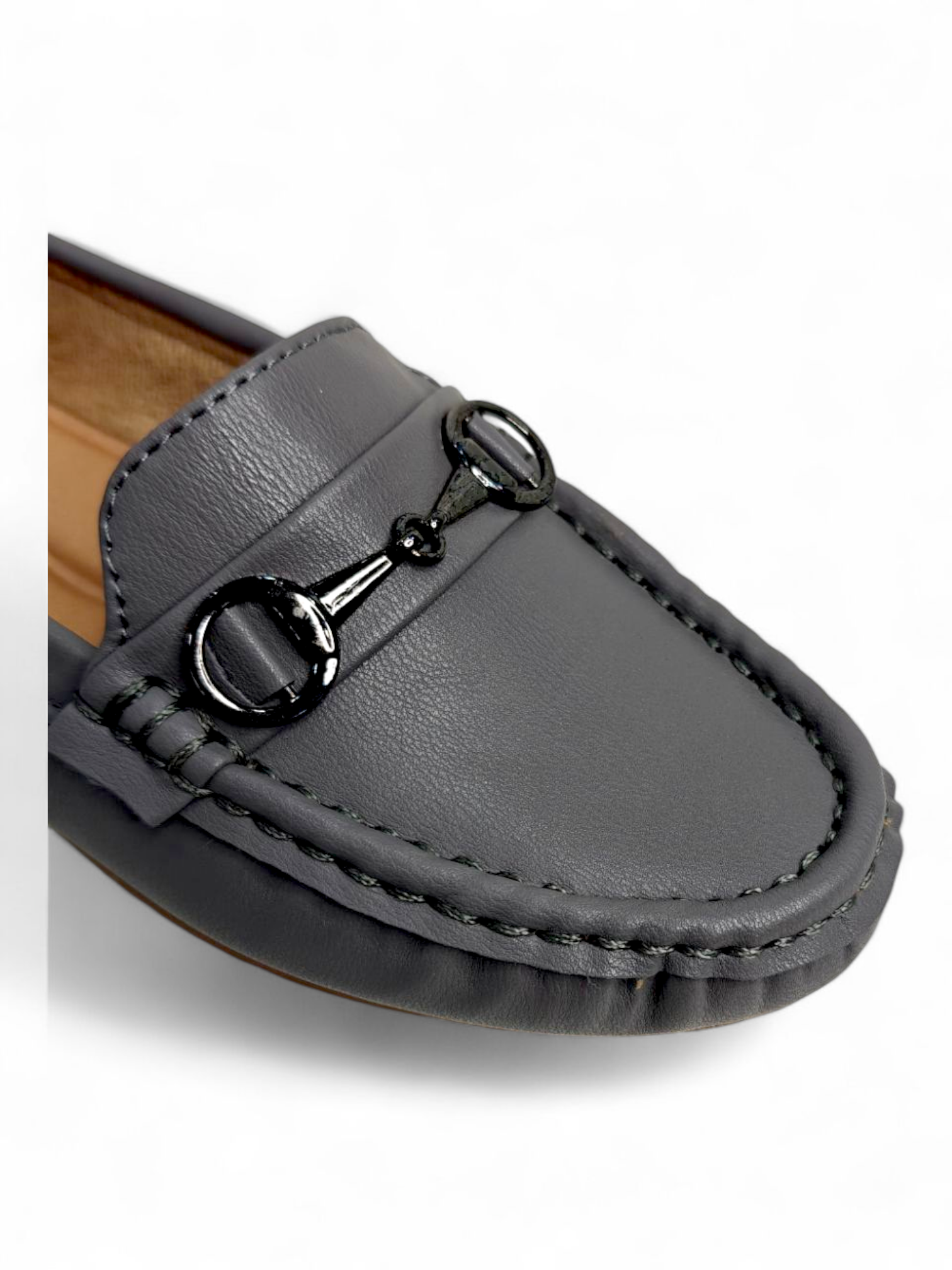 Stylish grey loafers for women with soft sole
