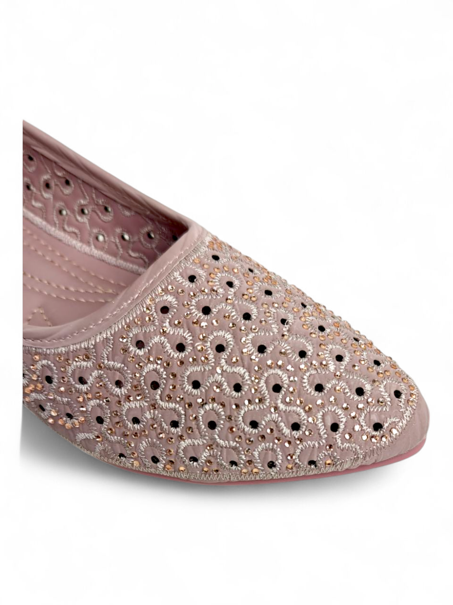 Stylish pink embroidered jutti flats for festive wear