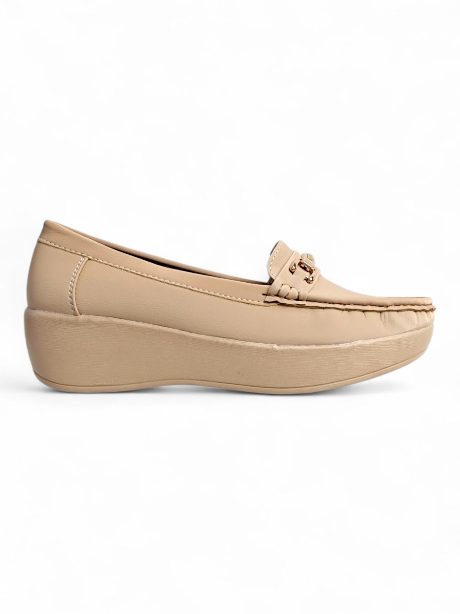 Stylish beige faux leather loafers for office wear