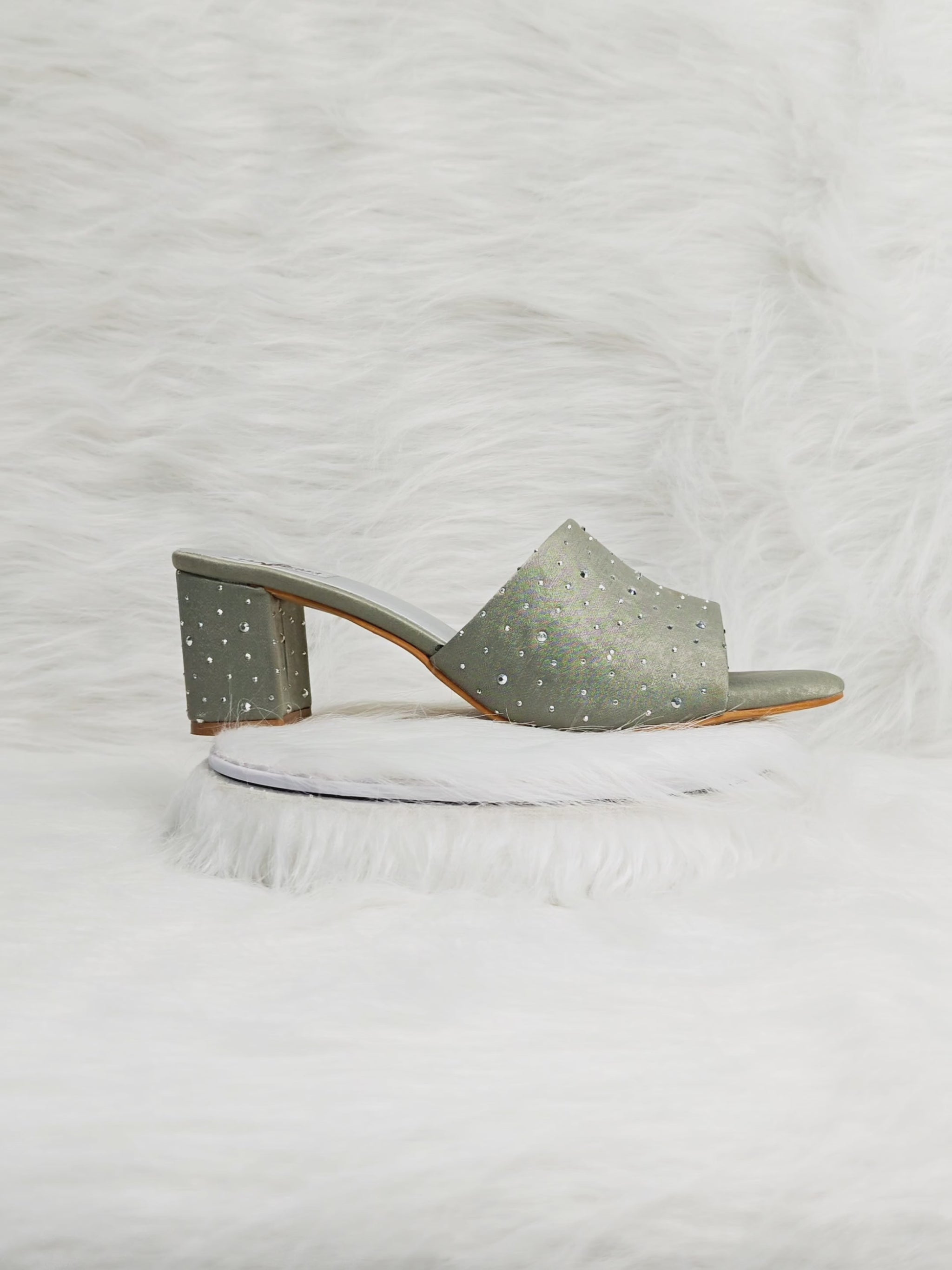 Stylish open-toe heeled sandals for women in olive green